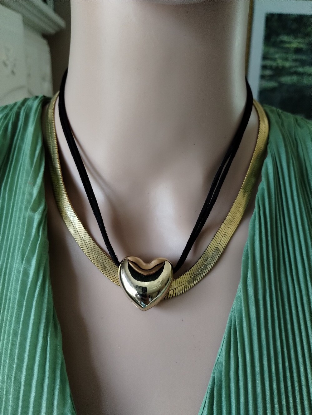 Gold Heart Pendant Necklace Bundle